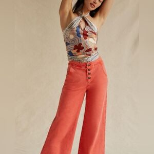 Pilcro Coral Wide-Leg Button-Front Jeans